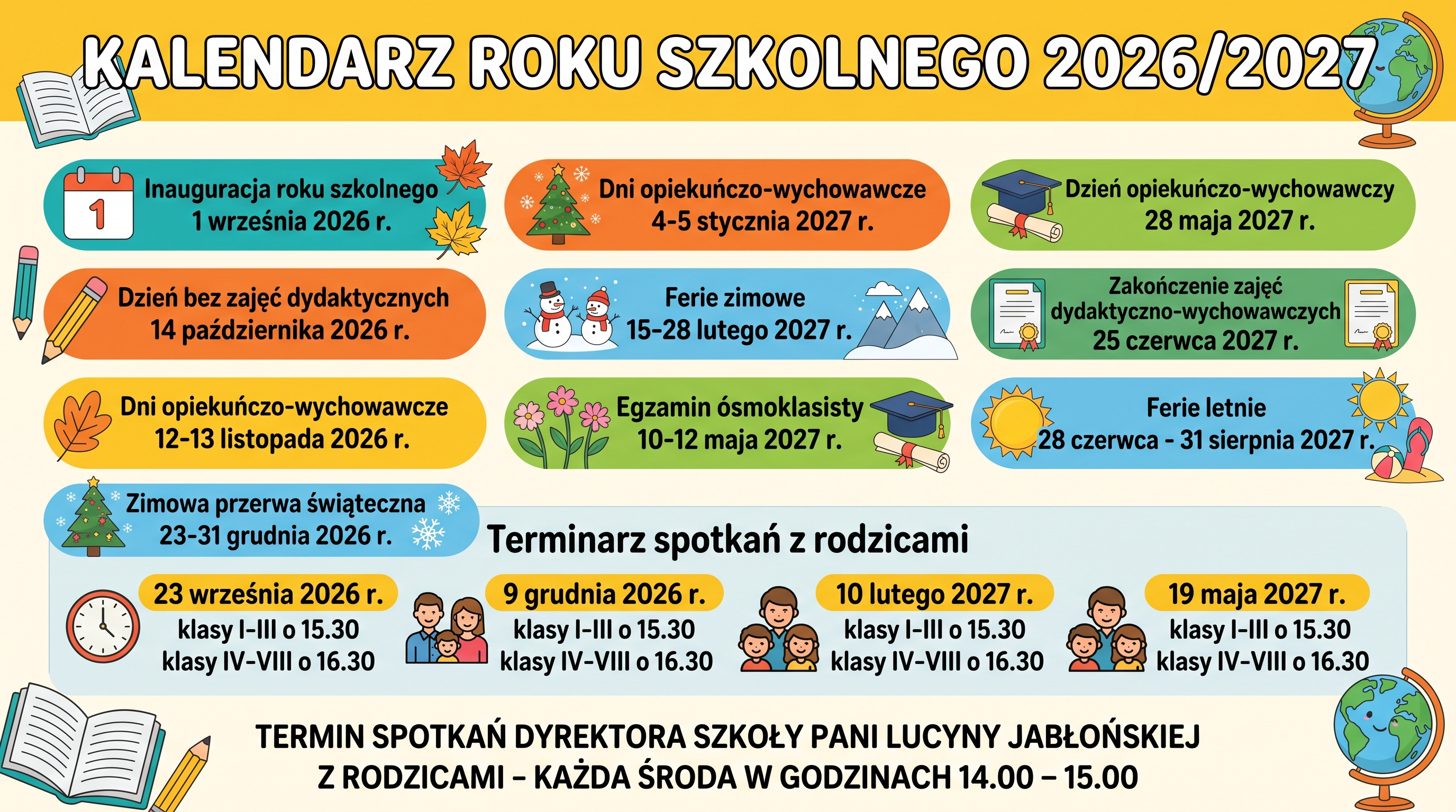 kalendarz roku szkolnego